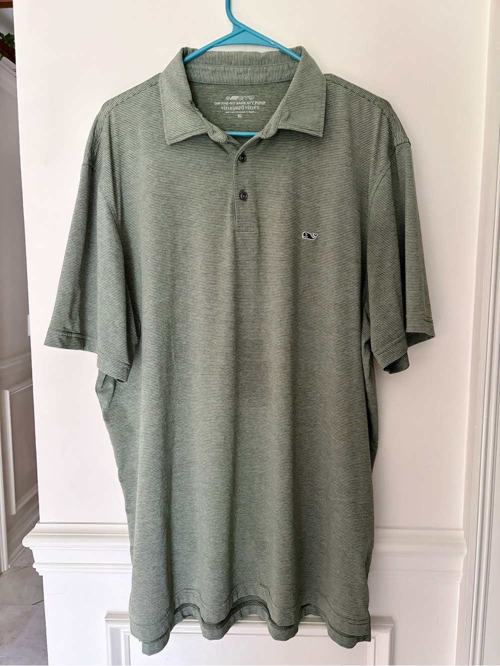 Vineyard Vines On-The-Go Sankaty Polo Shirt Green Stripe Performance XL